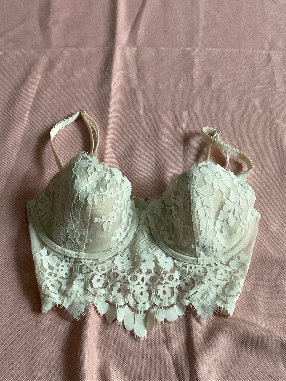 Victoria's Secret Cream Lace Longline Underwire Bralette